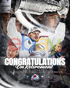 Erik Johnson Congratulations on Retirement Colorado Avalanche 8x10 NHL Photo - Picture 1 of 1