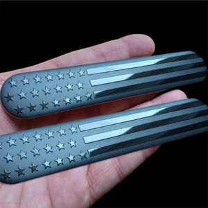 2pcs Metal 3D American Flag Emblem Stickers Side Fender Badge Accessories Black - Picture 1 of 13