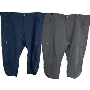 Woolrich Womens Capri Cargo Pants Lot Drawstring Hem Blue Gray Size 14 - Picture 1 of 13