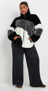 YOURS Colour Block Tunic Fleece In Black White & Grey - Size UK 22-24 - New  - Picture 1 of 1