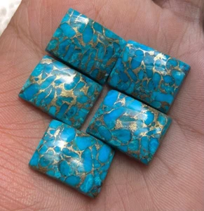 Natural Blue Copper Turquoise Cabochon Cushion Loose Gemstone 10x12MM 10Pcs #18 - Picture 1 of 3