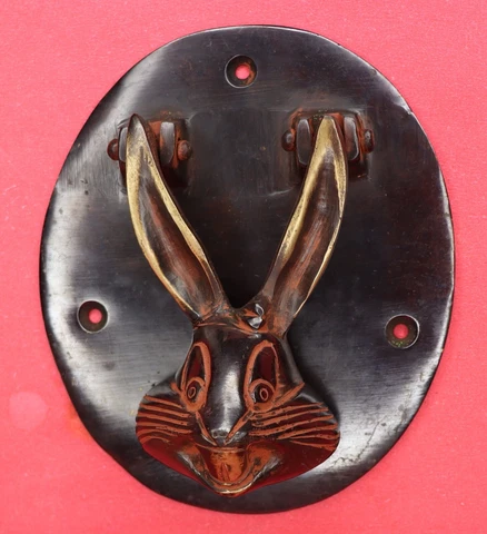 Rabbit Shape Victorian Antique Style Doorbell Handmade Solid Brass Door Knocker Cover
