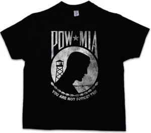 POW MIA VINTAGE LOGO Kids Boys T-Shirt Prisoner Of USA War Army Navy Marines US - Picture 1 of 1