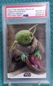 2021 Topps The Mandalorian Grogu Sketch 1/1 Carolyn Craggs 8NM-MT Autograph 10 - Picture 1 of 5