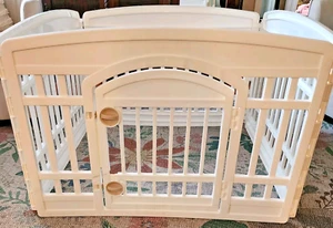 IRIS USA White 4 Panel 24"Pet Play Pen with Door - Picture 1 of 6