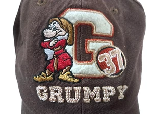 Disney Vintage 90's Grumpy Cap Hat Strap Clasp Walt World Snow White 1937 Brown - Picture 1 of 10