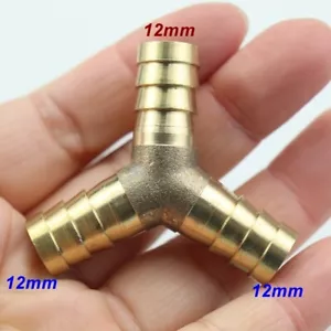 2Pcs Way Brass Hose Barb Fitting Pipe Tubing Splicer Fuel Water Gas Air 1/2"Y-3 - Picture 1 of 8
