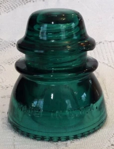 Hemingray Glass Insulator #42 Aqua Blue Green Beaded Bottom Made In USA Vtg. A - Picture 1 of 12