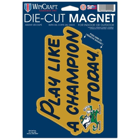 NOTRE DAME FIGHTING IRISH PLAY LIKE A CHAMPION TODAY DIE CUT MAGNET WINCRAFT ☘️ Cover