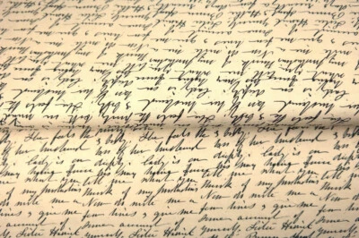 STENZO CANVAS Meterware - Handschrift creme - 0,5 m x 150 cm -  100% Baumwolle - Bild 1 von 2