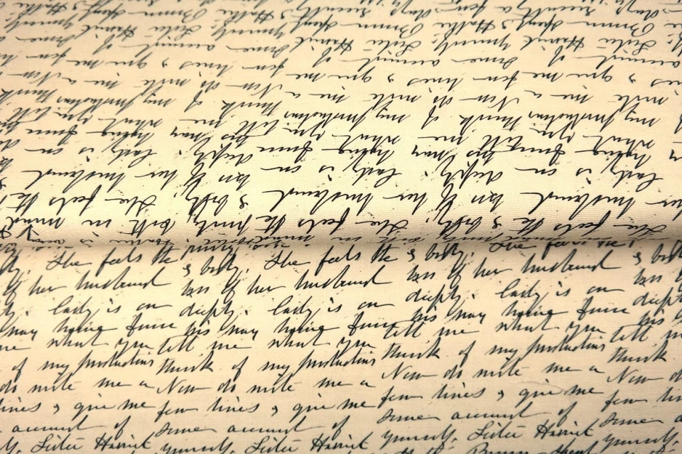 STENZO CANVAS Meterware - Handschrift creme - 0,5 m x 150 cm -  100% Baumwolle - Bild 1 von 2