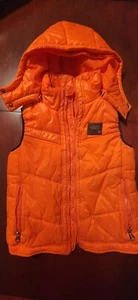 Diesel BOY’S Shiny Puffy Hooded Orange Zip Up Vest BOY’S Size 12 - Picture 1 of 8