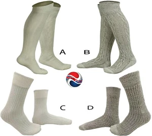 WHITE / BROWN BAVARIAN SOCKS OKTOBERFEST / CAUSAL LEDERHOSEN LONG & SHORT SOCKS - Picture 1 of 9