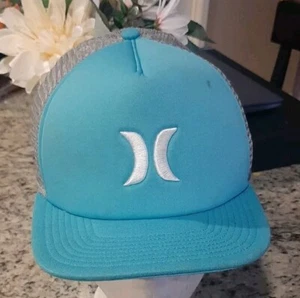 Hurley Blue/Teal Trucker Hat Gray Mesh, White Emblem Snapback Pre-owned  - Picture 1 of 8