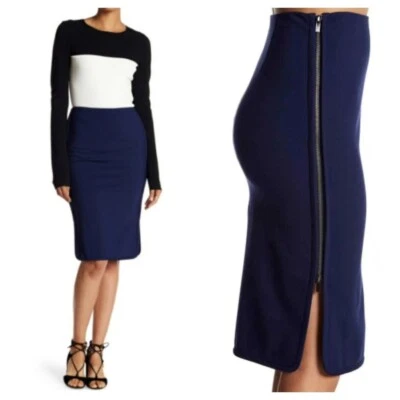 NWT $268 DVF Navy Noemi Double Zipper Skirt Size 0 C1836 - Image 1 of 4