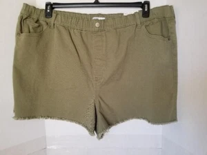 SONOMA Pull-On Elastic Waist Green Denim Cutoff Shorts - Plus Size 24W - NWT - Picture 1 of 2