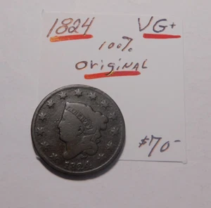 100% ORIGINAL 1824 VG+ !!!!!! LARGE CENT CHOCOLATE BROWN !!!!!!!!!!!!!!!!!!!!!!✨ - Picture 1 of 14
