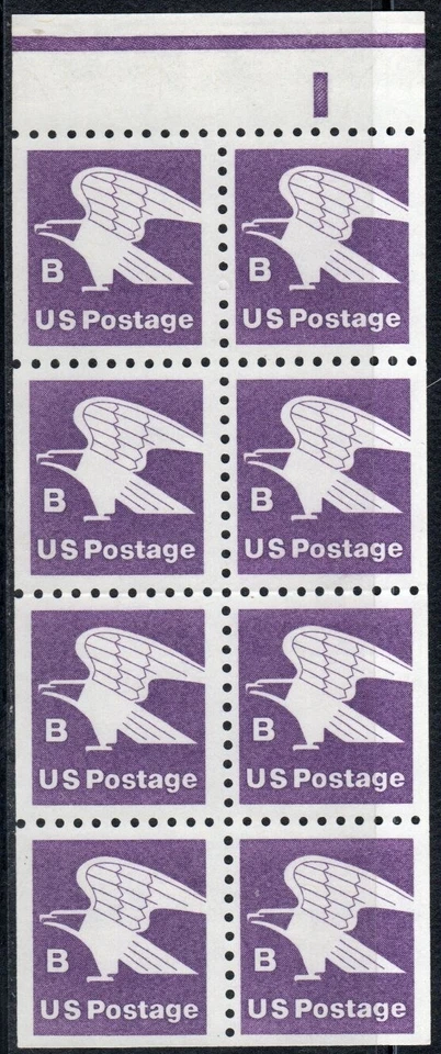 US Scott #1819a pane of 8, with purple EE bar in tab, MNH - Image 1 of 1