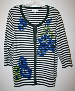 Top Josephine Studio para mujer multicolor lentejuelas rayas manga larga talla 1X - Imagen 1 de 5