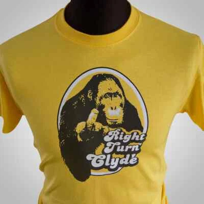Camiseta Giro Derecho Clyde Retro Película Comedia Mono Orangután Clint Eastwood Amarilla Foto 1 de 2