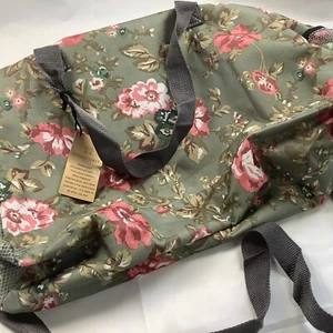 Gold Coast NWT Carry Bag With Pink Flowers Zip On Side 2 Pockets On Sides Center - Picture 1 of 9