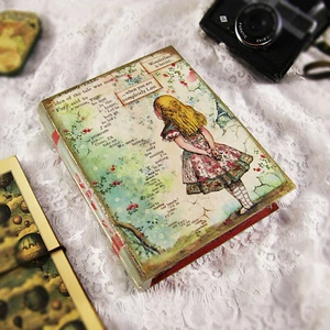 Wooden Handmade Keepsake Box Jewelry Book Vintage Alice In Wonderland Storage - Picture 1 of 9