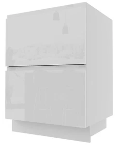 Schubladenunterschrank Küche 60cm Teilauszug Hochglanz Farbe wählbar (FL-D2M/60) - Bild 1 von 22
