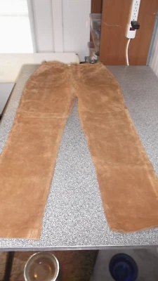 Pantalones de cuero de gamuza marrón claro/bronceado Margaret Godfrey talla 8 Foto 1 de 4