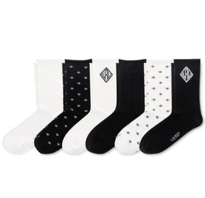 NUEVO 6 PARES POLO RALPH LAUREN MUJER NEGRO BLANCO SUAVE CONFORT - Imagen 1 de 1