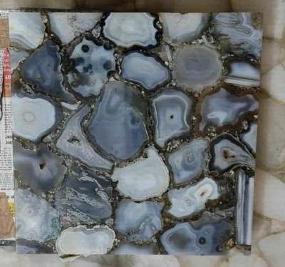 12" Grey Agate Stones Side table Top / agate coffee table top - Image 1 of 4