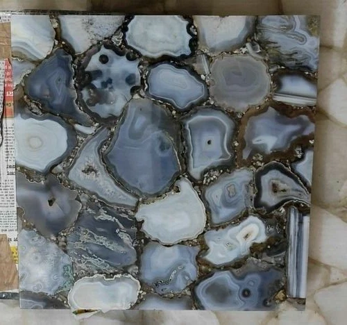 12" Grey Agate Stones Side table Top / agate coffee table top - Image 1 of 4