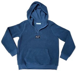 Abercrombie Kids Logo Sherpa Half-Zip Hoodie, Size: 15/16, Blue - USED - Picture 1 of 4