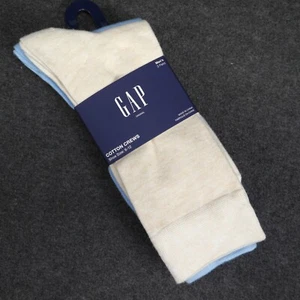 GAP Cotton Crew Socks Men’s 3 Pair Solid Colors Blue Gray Cream Size 6-12 NWT - Picture 1 of 8