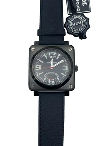 Watch M&m Primo Emporio calendar Case Squared 47MM Steel Leather Mens - Picture 1 of 4