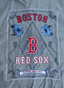 Tommy Bahama Boston Red Sox bestickt grau Seide Hemd Herren Large T232 - Bild 1 von 10