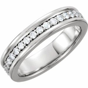 3/4ct Geniune Natural Diamond 14K White Gold Eternity Anniversary Band Ring - Picture 1 of 3