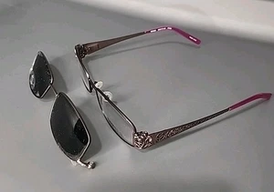 Revolution REV650 Rose Pink Eyeglass Frame w/ Magnetic Polarized Clip 55/17/140 - Picture 1 of 11