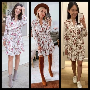 $89 New SMALL PETITE Loft Floral Short Dress long Sleeve Country Western - Picture 1 of 22