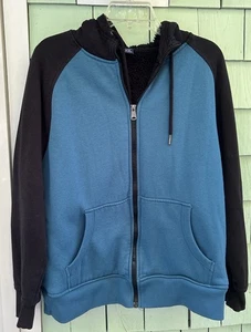 George M green and black fleece hooded sweatshirt M - Picture 1 of 6
