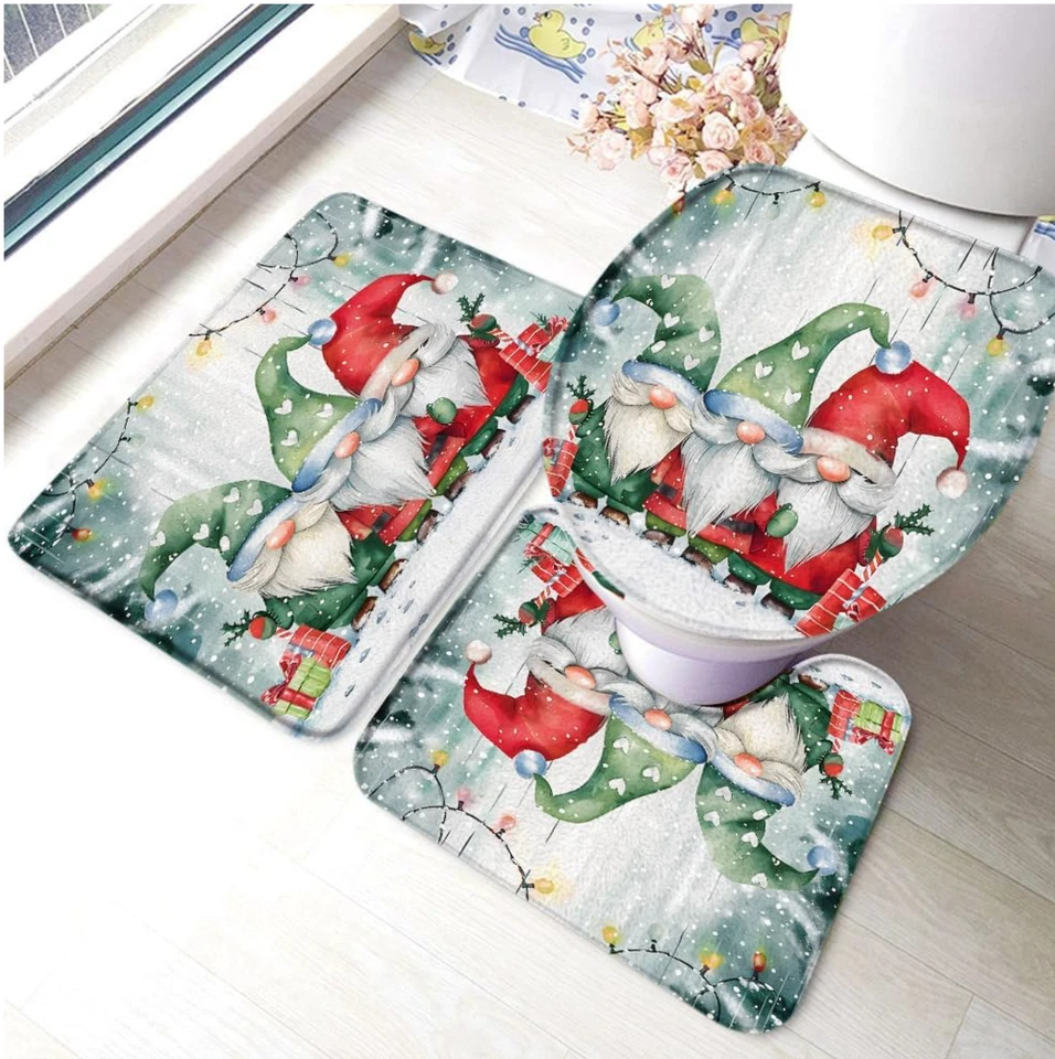 Juego de 4 alfombras de baño color/tema aleatorio cubierta de asiento de inodoro cortina de ducha "OFERTA" Foto 1 de 4