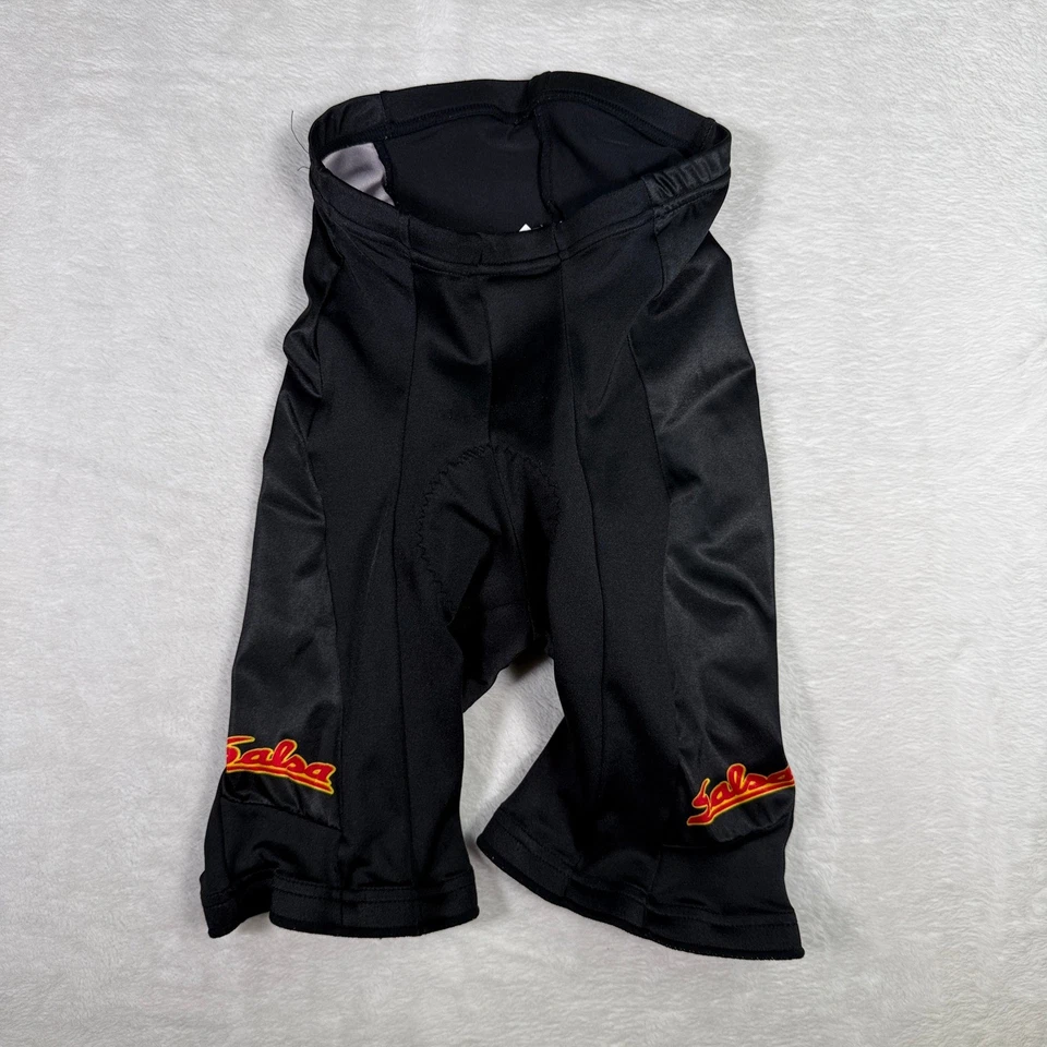 Salsa Cycles Padded Cycling Shorts Black Large "Ride & Smile" Mens USA Made - Image 1 of 4