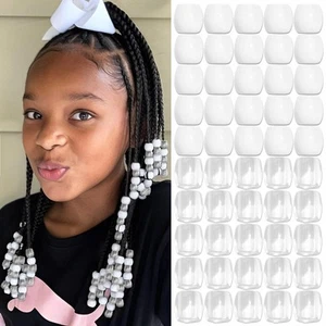 50PCS Hair Beads Clear Large Beads for Hair White Pony Beads for Kids Girls D... - Picture 1 of 7