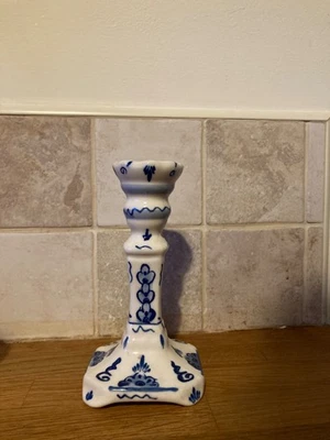 Vintage Retro Blue & White Delft Holland Netherland Delft 5.5" Candle Stick - Image 1 of 4