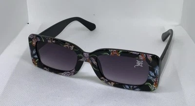 Gafas de sol cuadradas florales negras Ed Hardy para mujer estilo EDRNFSTWT nuevas Foto 1 de 4