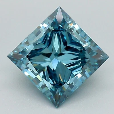 Princess 3.34ct Fancy Vivid  Blue VS1 CVD IGI Loose Lab Grown Diamond - Image 1 of 3