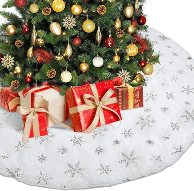 Gonna per Alberi Di Natale Bianco,Copri Albero Di Natale Base per Albero Di Deco - Immagine 1 di 4