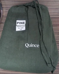 Quince European 100% Linen Duvet Cover 1PC Color Pine Full/Queen -NEW- - Picture 1 of 8