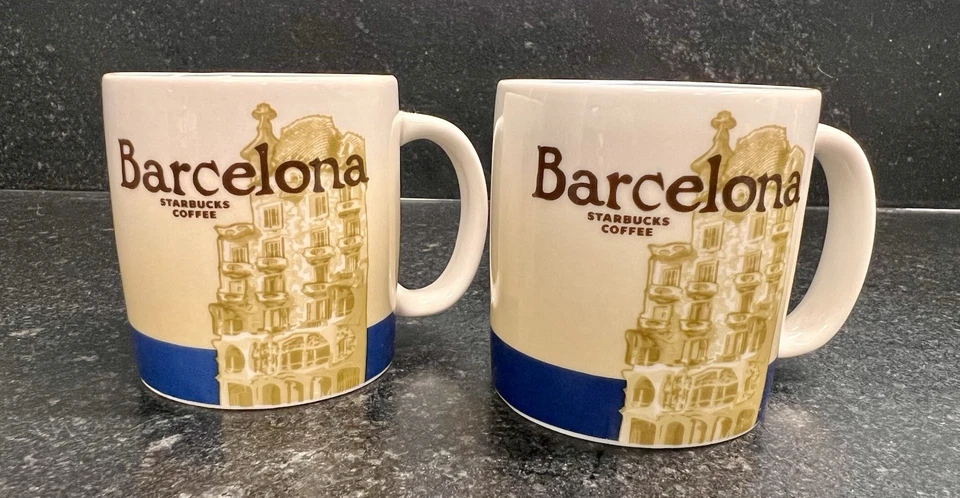 Starbucks Barcelona Spain - Set of Two Demitasse Espresso Mugs 3oz 2008 - Image 1 of 4