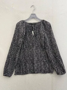 Neu mit Etikett Banana Republic Top Damen XS lila schwarz plissiert transparent Langarm - Bild 1 von 9