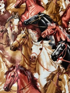 Timeless Treasures Horse Heads All Over West-C6216 36”x44” - Picture 1 of 3